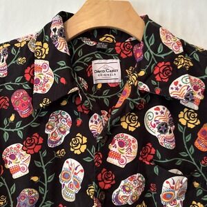 David Carey Originals Mens LG Dia De Los Muertos Sugar Skulls Button Up Shirt